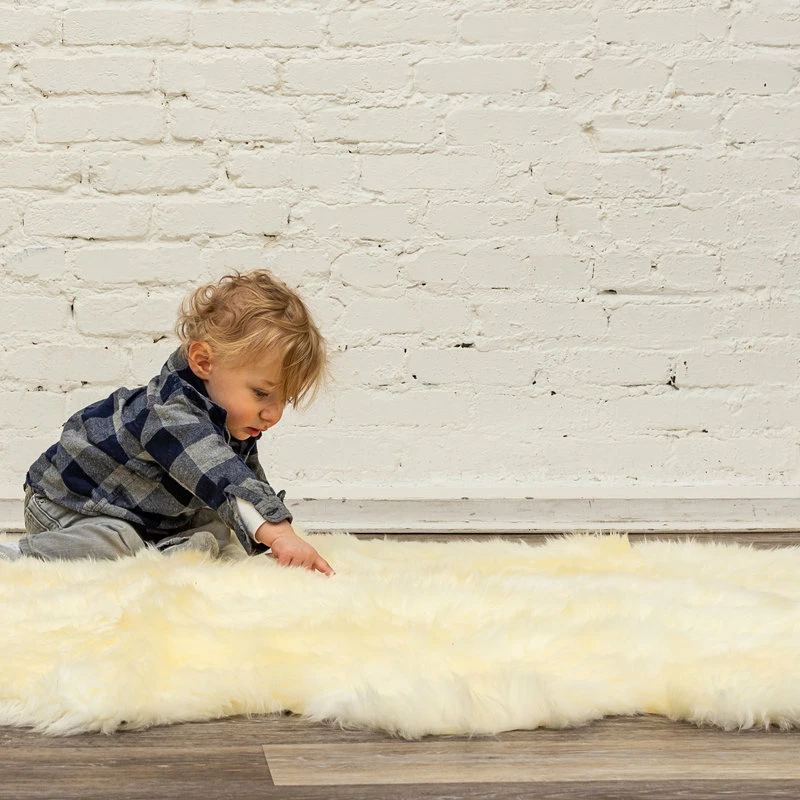 Coupon π Natural 100% New Zealand Sheepskin Double, 2'x6', Natural β - Image 5