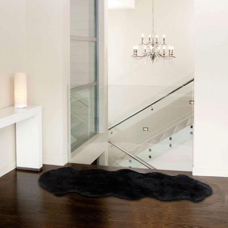 Coupon π Natural 100% New Zealand Sheepskin Double, 2'x6', Black π - Image 6