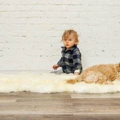 Outlet 🔥 Natural 100% New Zealand Sheepskin Four Rug, 3'3/4"x6' Natural ⭐