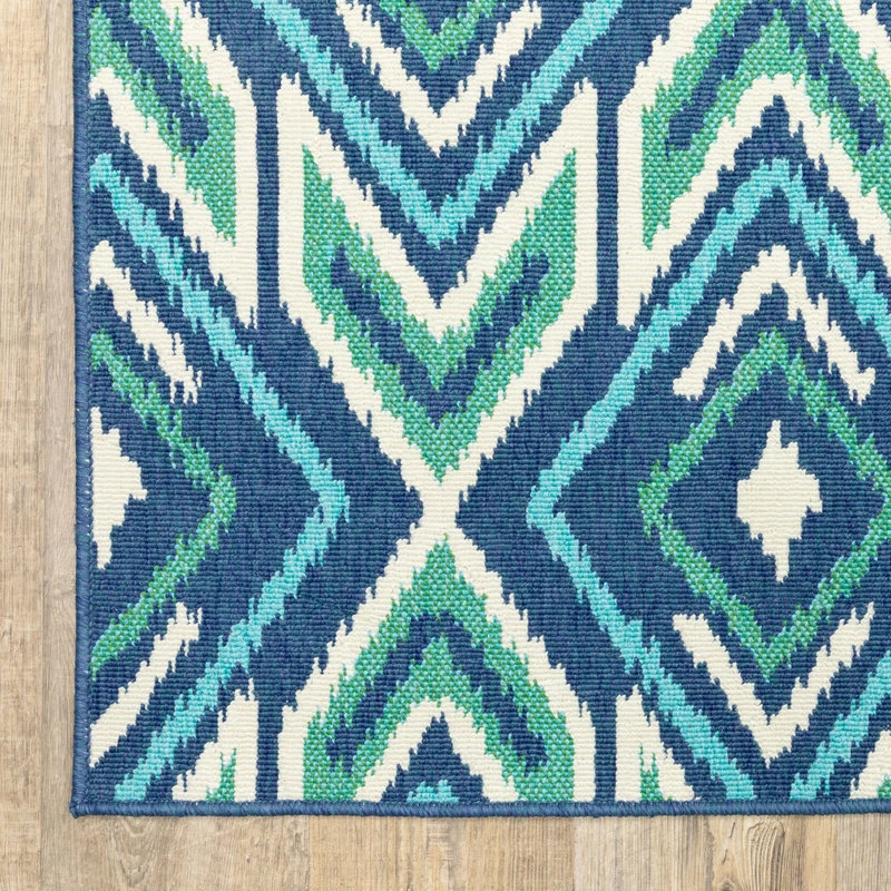 Top 10 ❤️ Newcastle Home Madelina Ikat Diamonds Navy And Green Indoor Or Outdoor Area Rug, 7'10"x10'10" 🧨 - Image 15