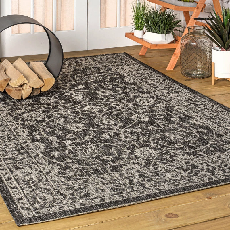 Promo π JONATHAN Y Palazzo Vine Border Textured Weave Indoor/Outdoor Black/Gray 9' X12' Area Rug π - Image 3