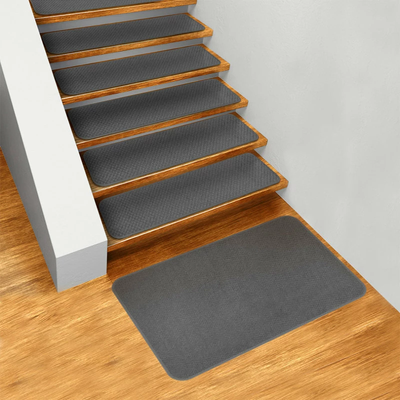 Flash Sale β¨ House Home & More Set Of 15 Skid-Resistant Carpet Stair Treads & Matching Landing Rug, Gray π - Image 5