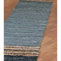 Buy ✨ St Croix Gray Matador Leather Chindi Rug, 2.5'x12' Runner 💯