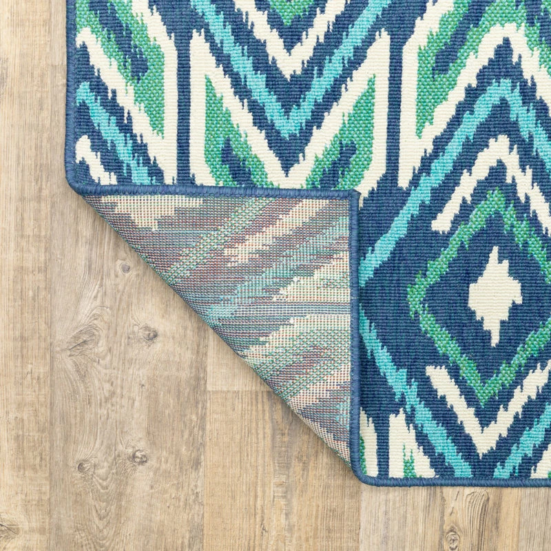 Top 10 ❤️ Newcastle Home Madelina Ikat Diamonds Navy And Green Indoor Or Outdoor Area Rug, 7'10"x10'10" 🧨 - Image 7