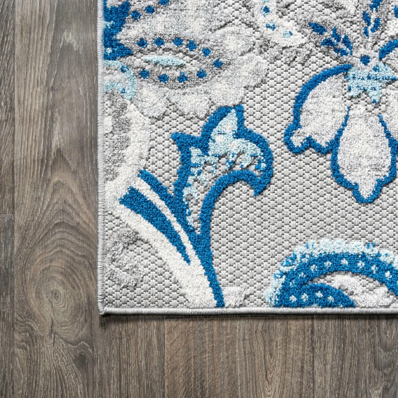 New π JONATHAN Y Gordes Paisley High-Low Indoor/Outdoor Area Rug, Light Gray/Blue, 8'x10' π - Image 8