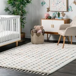 Best reviews of 😉 NuLOOM Behati High-Low Polka Dot Tassel Contemporary Kids Shag Area Rug, Beige, 😍