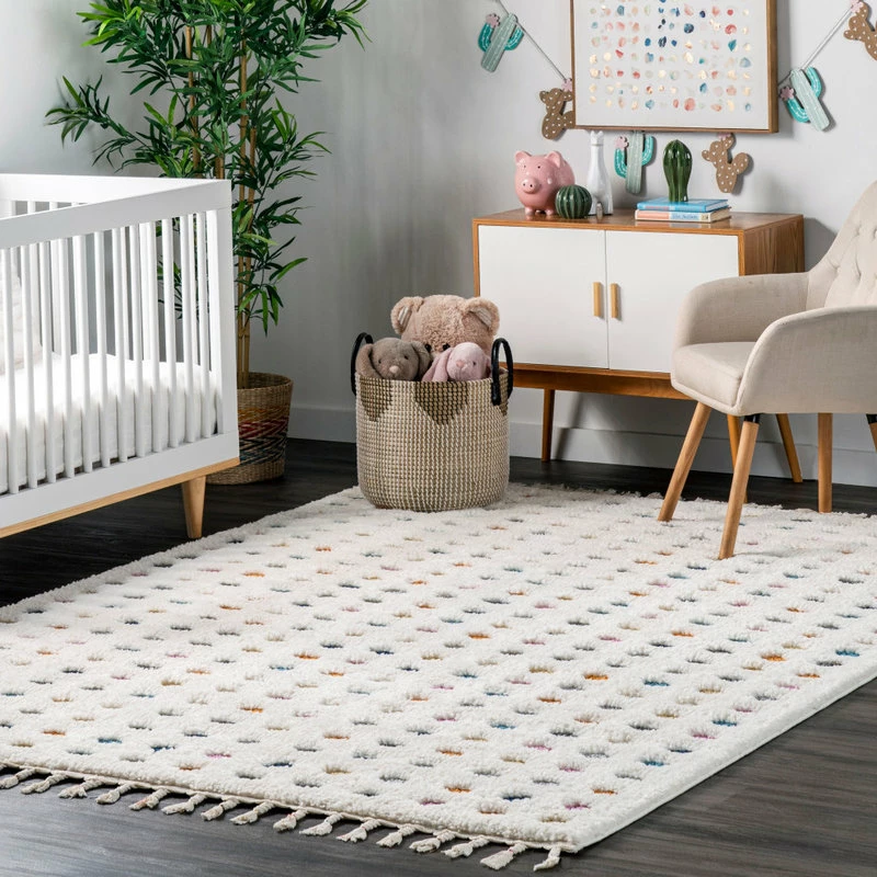 Best reviews of π NuLOOM Behati High-Low Polka Dot Tassel Contemporary Kids Shag Area Rug, Beige, π