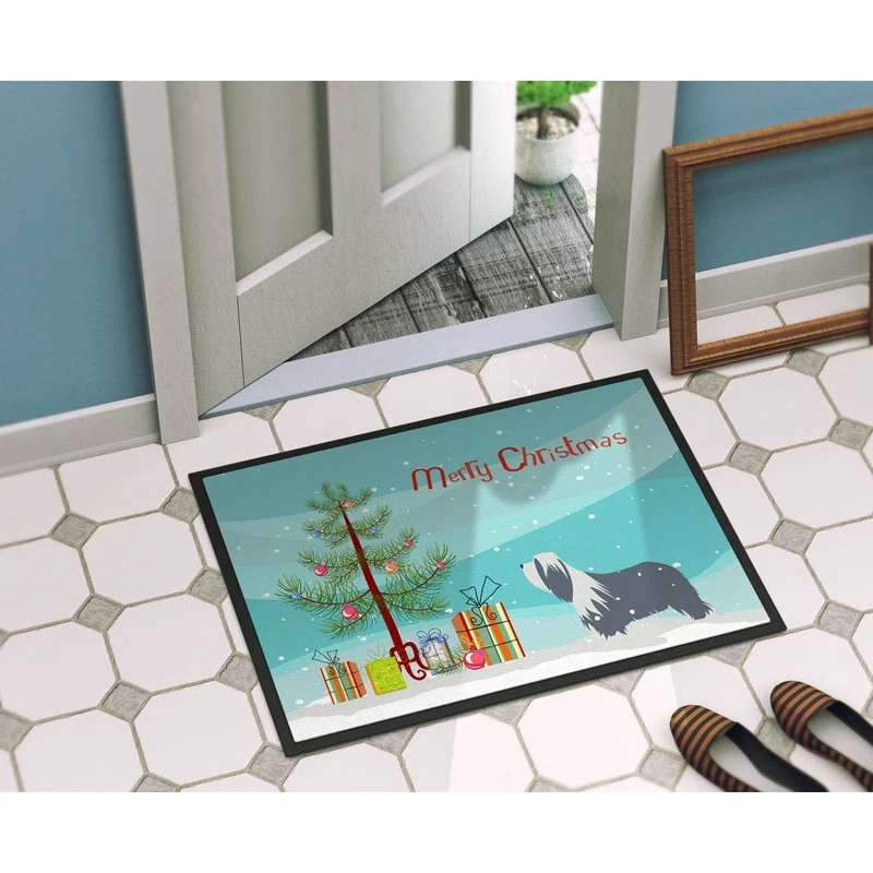 Promo π The-store Bearded Collie π Dog Merry π Christmas Tree Indoor Or Outdoor Mat β¨