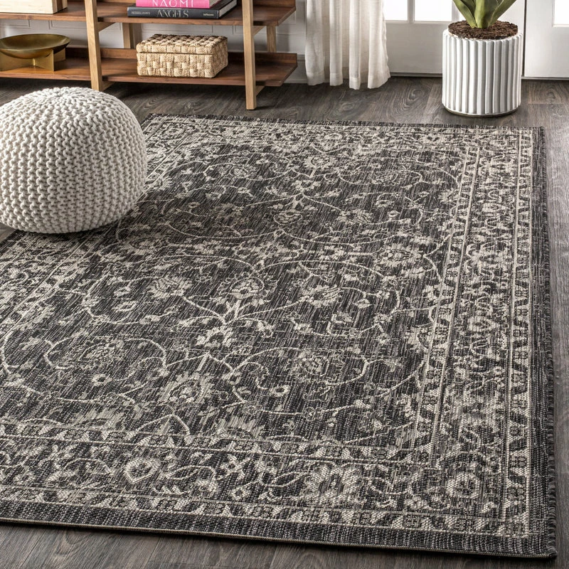 Promo π JONATHAN Y Palazzo Vine Border Textured Weave Indoor/Outdoor Black/Gray 9' X12' Area Rug π - Image 4