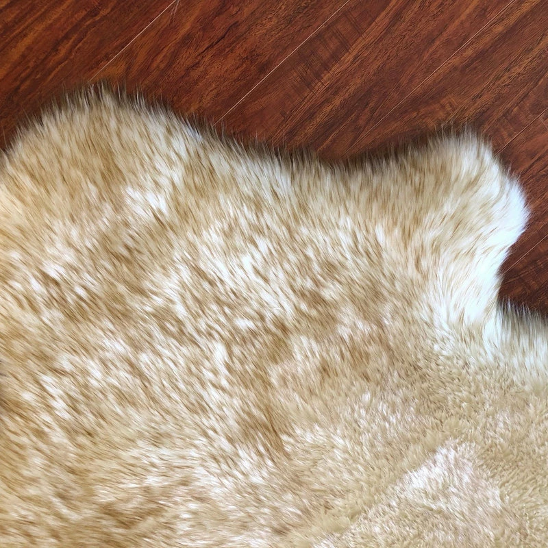 Buy β Lambzy Super Soft Faux Sheepskin Silky Shag Rug, White, Brown, 2'x4' β - Image 5