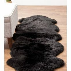 Best reviews of 💯 Super Area Rugs Premium New Zealand Sheepskin Area Rug, Black, 2' X 6' 👏