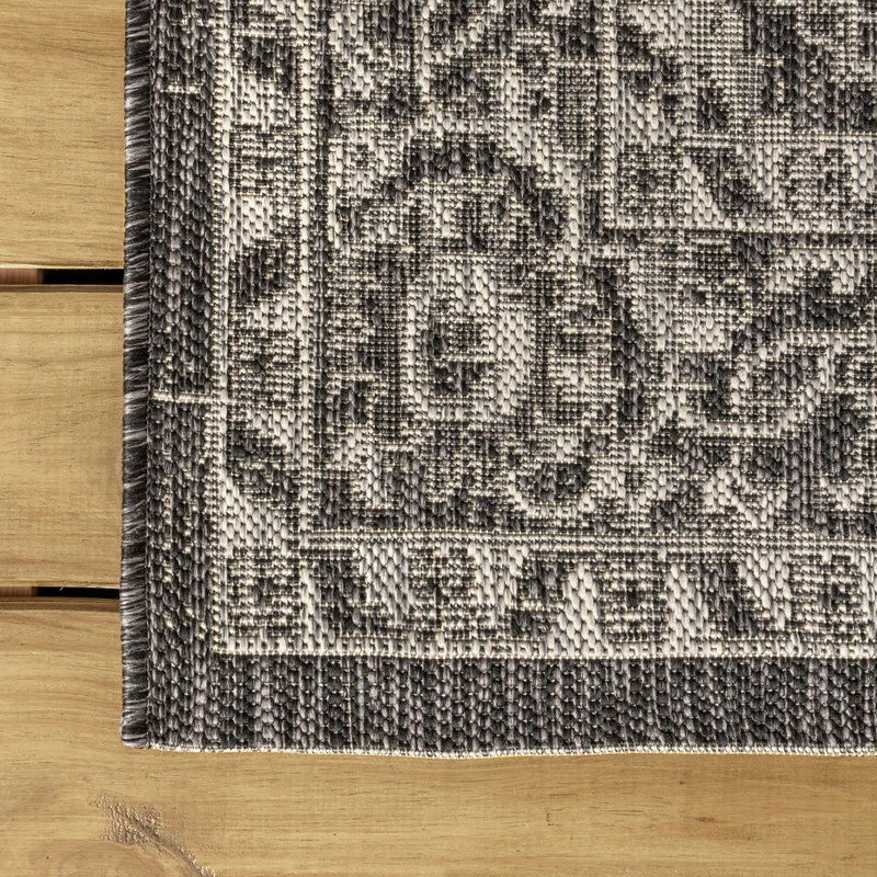 Promo π JONATHAN Y Palazzo Vine Border Textured Weave Indoor/Outdoor Black/Gray 9' X12' Area Rug π - Image 5