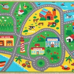 Flash Sale 🧨 Furnishmyplace City Street Map Children Carpet Classrooms Play Mat Area Rug, 6'6"x9'2" ✨