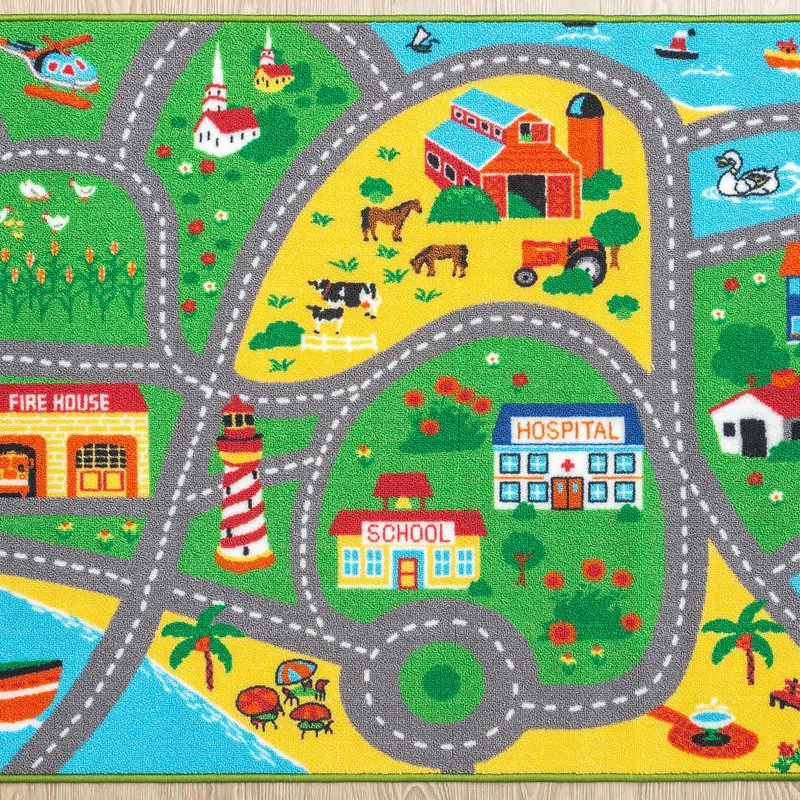 Flash Sale 𧨠Furnishmyplace City Street Map Children Carpet Classrooms Play Mat Area Rug, 6'6"x9'2" β¨