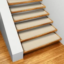 New 🥰 House Home & More Set Of 15 Skid-Resistant Carpet Stair Treads Ivory Cream, 8"x30" 🤩