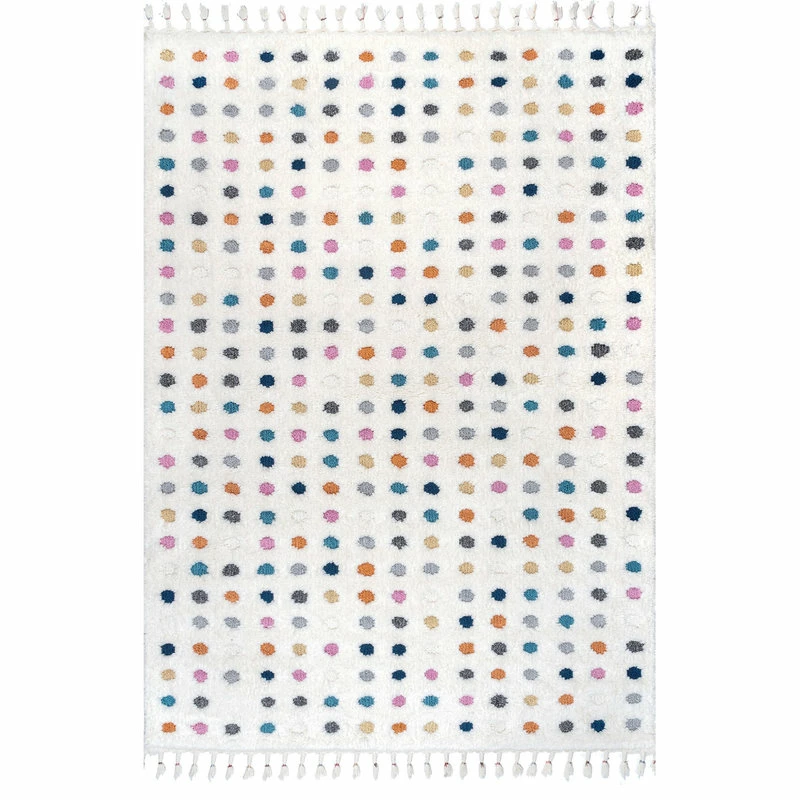 Best reviews of π NuLOOM Behati High-Low Polka Dot Tassel Contemporary Kids Shag Area Rug, Beige, π - Image 2