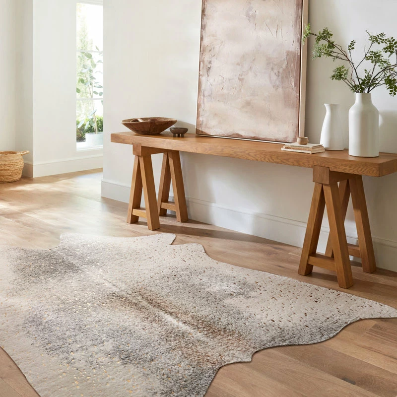 Best Sale π Loloi Rugs Faux Cowhide Bryce Rug, Pewter/Gold By Loloi, 6'2"x8' π - Image 4