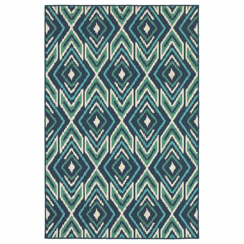 Top 10 ❤️ Newcastle Home Madelina Ikat Diamonds Navy And Green Indoor Or Outdoor Area Rug, 7'10"x10'10" 🧨 - Image 3