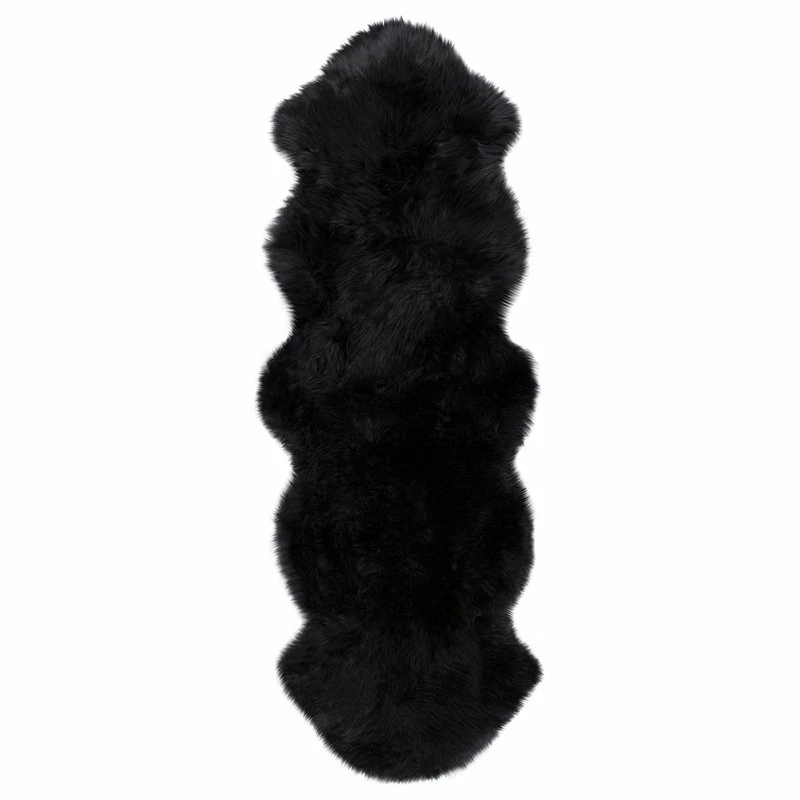Coupon π Natural 100% New Zealand Sheepskin Double, 2'x6', Black π - Image 3