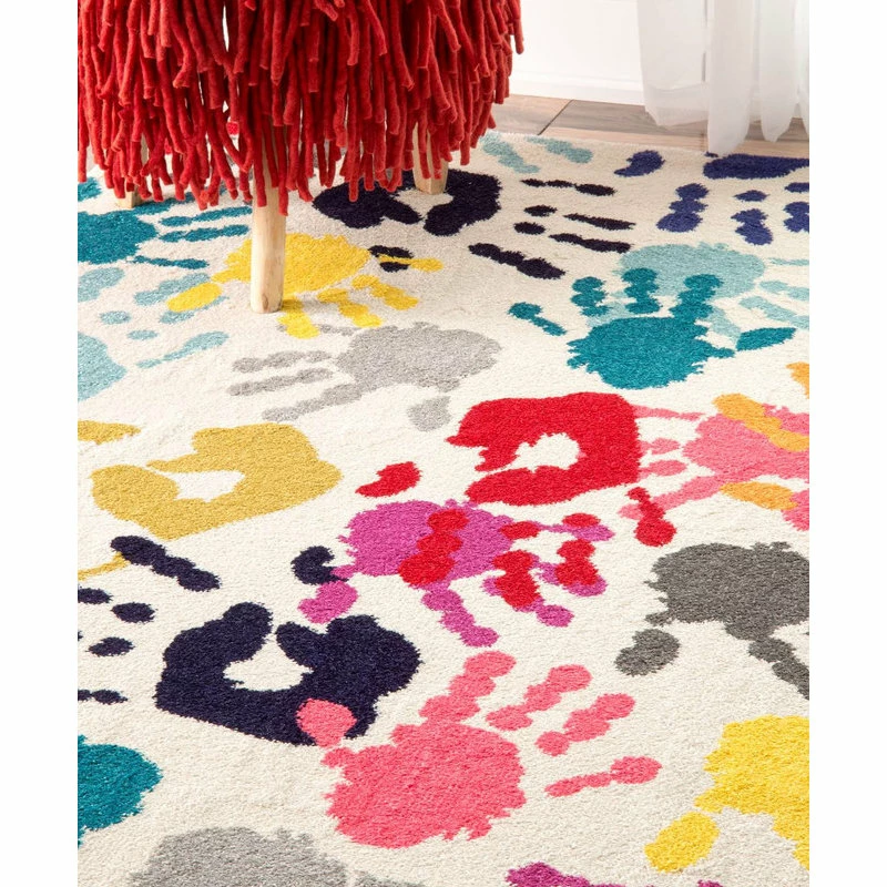 Best deal ❤️ NuLOOM Machine Made Contemporary Kids Handprint Collage Rug, Multi, 3'x5' 🥰 - Image 4