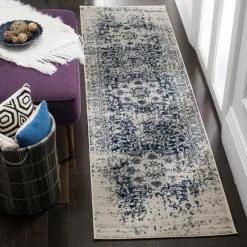 Hot Sale 🧨 Safavieh Madison Collection MAD603 Rug, Cream/Navy, 2'3" X 12' 🌟
