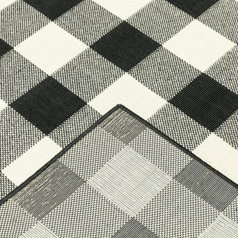 New βοΈ Newcastle Home Martinique Gingham Check Black/ Ivory Indoor/Outdoor Area Rug, 6'7"x9'6" π - Image 16