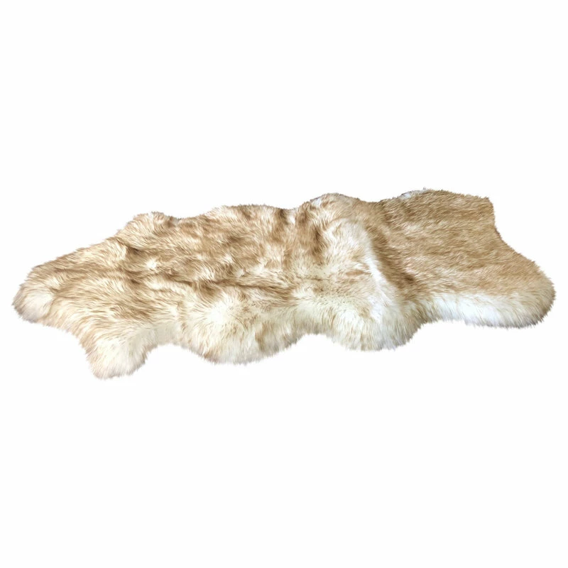 Buy β Lambzy Super Soft Faux Sheepskin Silky Shag Rug, White, Brown, 2'x4' β - Image 2