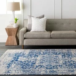 Promo β€οΈ Surya Harput Traditional Dark Blue, Light Gray Area Rug, 2'7"x7'3" π