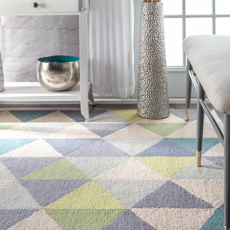 Flash Sale π₯° NuLOOM Handmade Dimensional Triangles Area Rug, Blue, 5'x8' π - Image 3