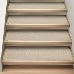 Best Pirce β¨ House Home & More Set Of 15 Attachable Carpet Stair Treads Ivory Cream, 8"x30" π