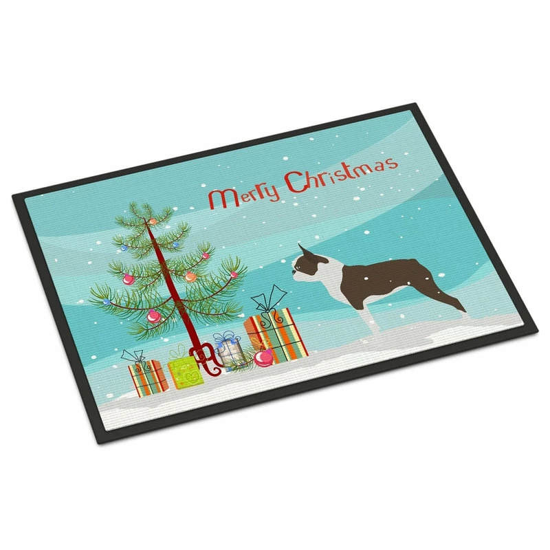 Best reviews of β¨ The-store Boston Terrier Merry π Christmas Tree Indoor Or Outdoor Mat βοΈ - Image 2