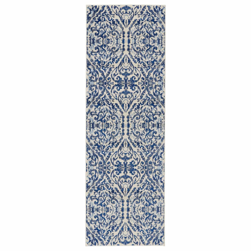 Brand new π₯ Feizy Rugs Weave & Wander Carini Scroll Print Textured Rug, Blue, 2'7"x8' β - Image 3