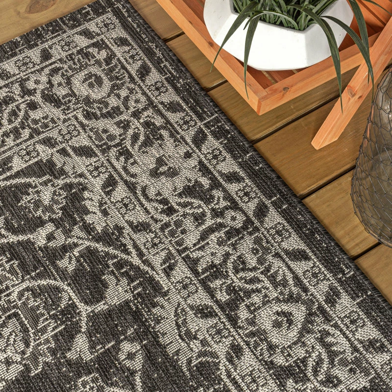 Promo π JONATHAN Y Palazzo Vine Border Textured Weave Indoor/Outdoor Black/Gray 9' X12' Area Rug π - Image 10