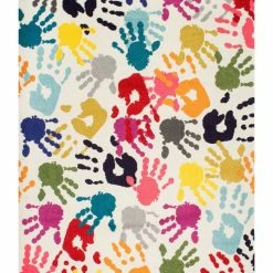Best deal ❤️ NuLOOM Machine Made Contemporary Kids Handprint Collage Rug, Multi, 3'x5' 🥰