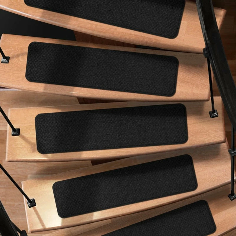 Coupon 𧨠House Home & More Set Of 12 Attachable Carpet Stair Treads Black, 9"x36" π - Image 5