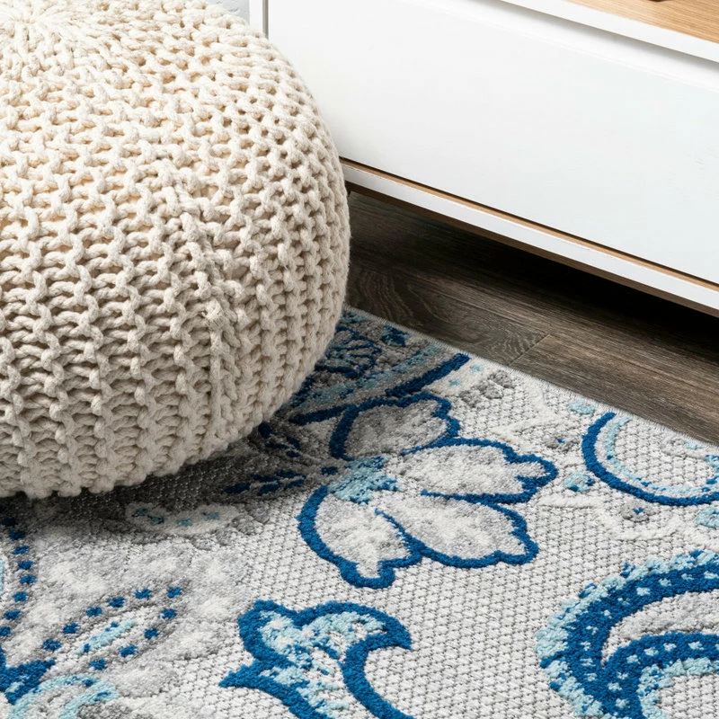 New π JONATHAN Y Gordes Paisley High-Low Indoor/Outdoor Area Rug, Light Gray/Blue, 8'x10' π - Image 9