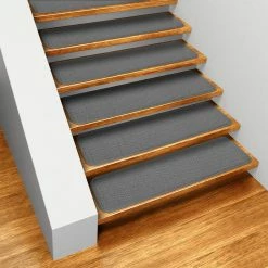 New 😉 House Home & More Set Of 15 Skid-Resistant Carpet Stair Treads Gray, 9"x36" ⌛