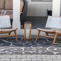 Buy 🤩 Unique Loom Charcoal Gray Curl Outdoor 8'x11' 4 Area Rug 💯