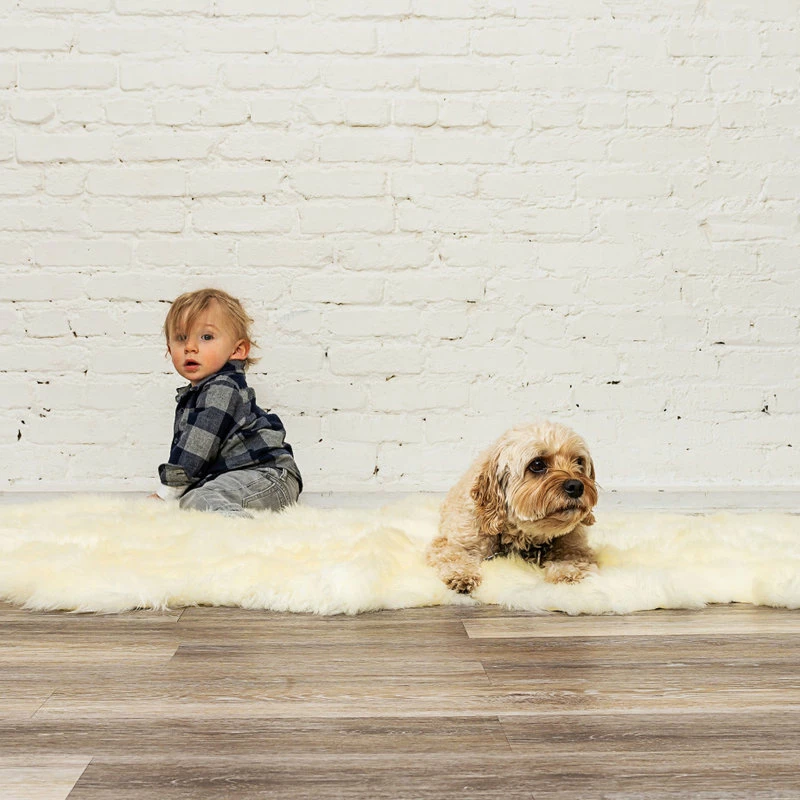 Coupon π Natural 100% New Zealand Sheepskin Double, 2'x6', Natural β - Image 4