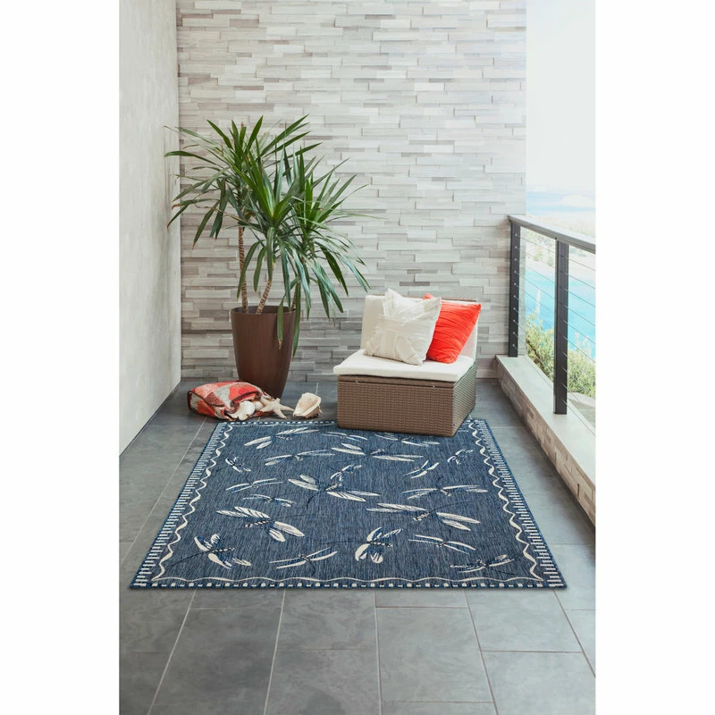 Deals โจ Liora Manne Carmel Dragonfly Indoor/Outdoor Rug, Navy, 7'10"x9'10" ๐ - Image 3