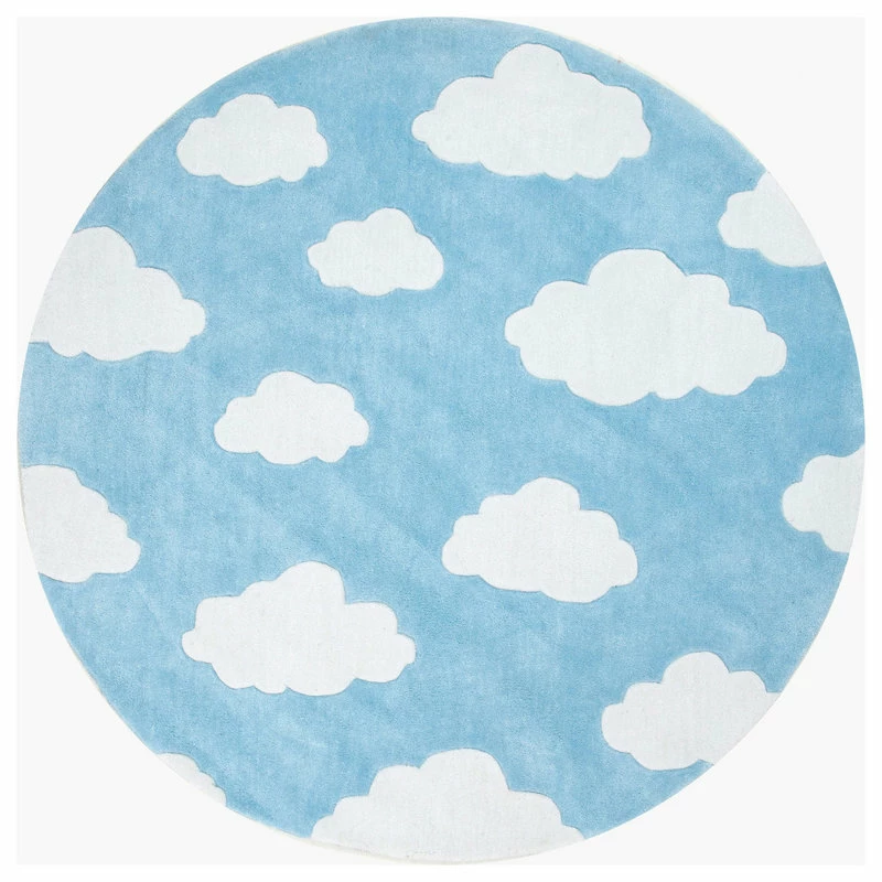 Best Pirce 𧨠NuLOOM Handmade Modern Clouds Kids Rug, Blue, 5' Round π - Image 2