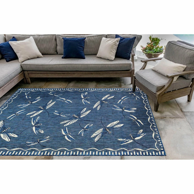 Deals โจ Liora Manne Carmel Dragonfly Indoor/Outdoor Rug, Navy, 7'10"x9'10" ๐ - Image 4