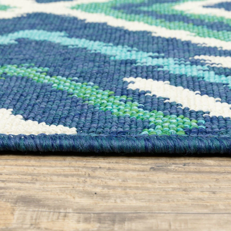 Top 10 ❤️ Newcastle Home Madelina Ikat Diamonds Navy And Green Indoor Or Outdoor Area Rug, 7'10"x10'10" 🧨 - Image 5