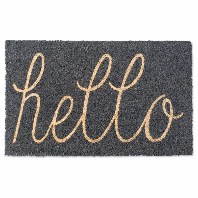 Best Sale π Design Imports DII 30x18" Modern Coir Fabric Hello Doormat In Gray And Gold π₯° - Image 3