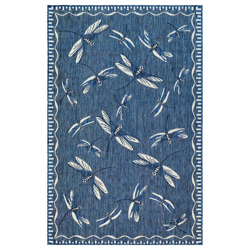 Deals โจ Liora Manne Carmel Dragonfly Indoor/Outdoor Rug, Navy, 7'10"x9'10" ๐ - Image 2