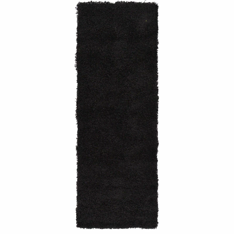 Brand new π₯° Unique Loom Jet Black Solid Shag 2'x6'5" Runner Rug 𧨠- Image 3