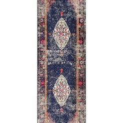 New 🎁 NuLOOM Iris Fading Oriental Medallion Area Rug, Navy, 2'6"x8' Runner 👏