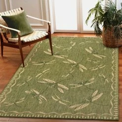 Budget 🤩 Liora Manne Carmel Dragonfly Indoor/Outdoor Rug, Green, 7'10"x9'10" 👏
