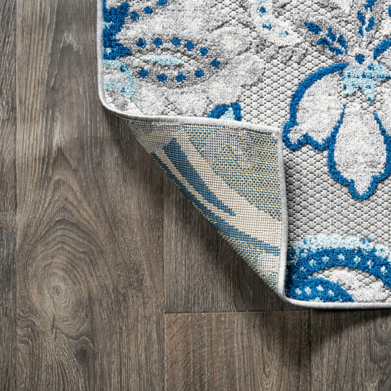 New π JONATHAN Y Gordes Paisley High-Low Indoor/Outdoor Area Rug, Light Gray/Blue, 8'x10' π - Image 7