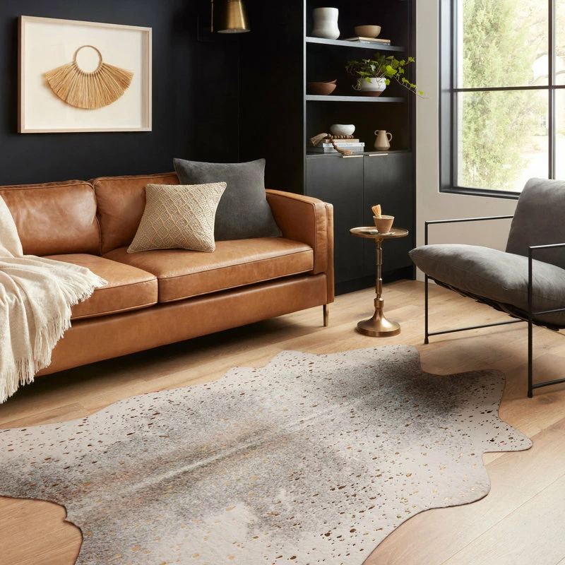 Best Sale π Loloi Rugs Faux Cowhide Bryce Rug, Pewter/Gold By Loloi, 6'2"x8' π